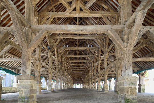 17th century market hall, town of Questembert, departament of Morbihan, region of Brittany, France
