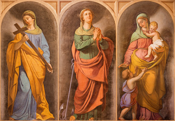 Fototapeta na wymiar ROME, ITALY - MARCH 11, 2016: The symbolic fresco of the cardinal virtuee in church Basilica di Santi Giovanni e Paolo by Francesco Coghetti (1801 - 1875).