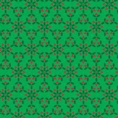 holly snowflake pattern on green