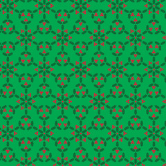 holly snowflake pattern on green