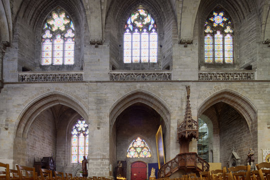 Interior of Saint-Pierre Cathedral, Vannes, department of Morbihan, region of Brittany, France