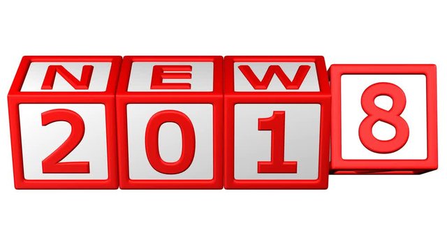 Concept: New Year 2017, 2018, 2019 blocks turn around. Luma matte. 3D rendering.
