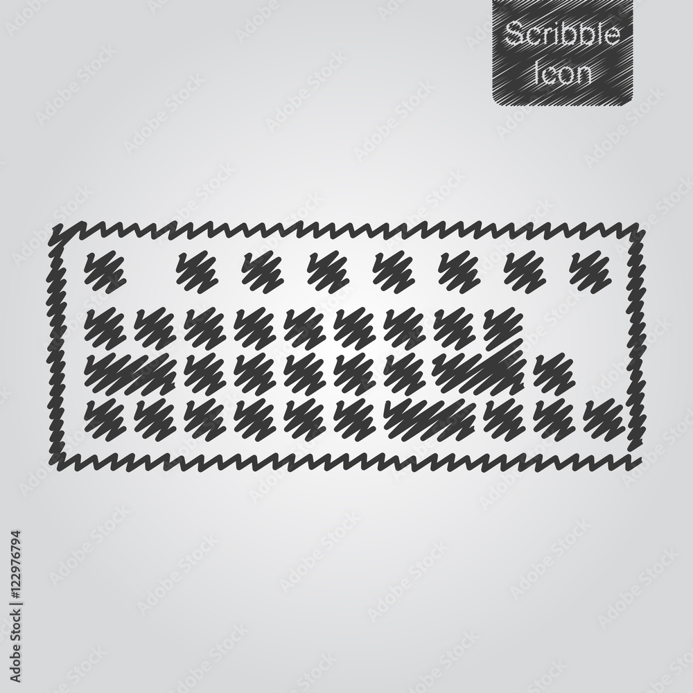 Fototapete vector keyboard icon in scribble style