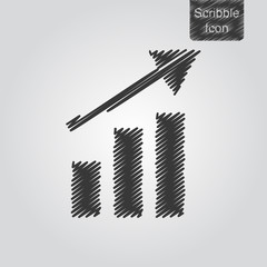 Vector icon of statistic graph in scribble style