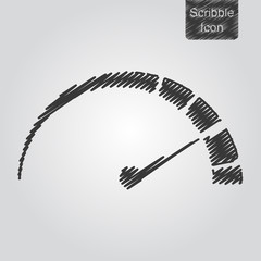 Vector speedometer icon with arrow in scribble style