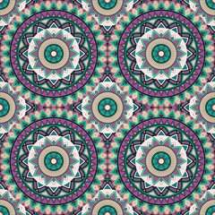 Ornate floral seamless texture, endless pattern with vintage mandala elements.