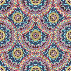 Ornate floral seamless texture, endless pattern with vintage mandala elements.