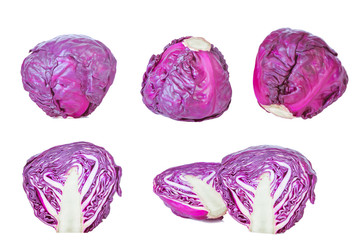 Vegetables, Purple cabbage isolated on white background