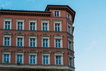 Corner section of apartment building