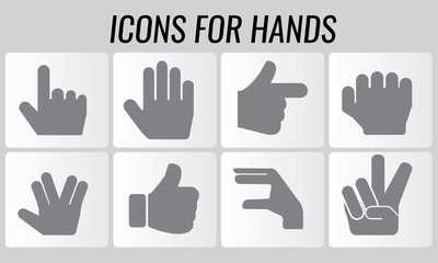 Illustrated vector symbol shaped hands icons set