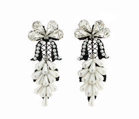 Unique handmade earrings isolated on white background.earrings A