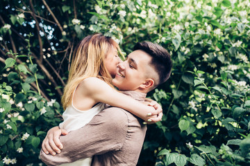 man and woman in the park