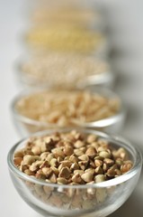 Buckwheat groats in a glass bowl