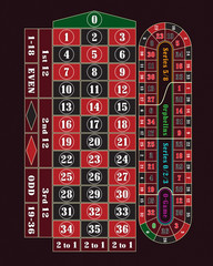 Traditional European Roulette Table raster illustration