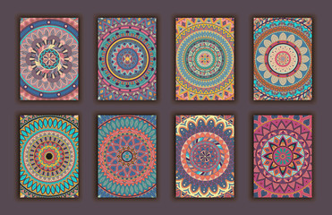 Collection retro cards. Ethnic backgrounds. Card of invitation.