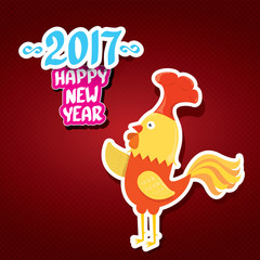 vector new year 2017 with cartoon funny rooster