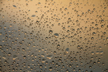 Rain drops on window , rainy day