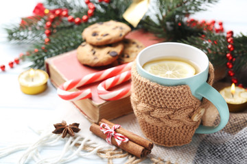 Cup of tea on a wooden table