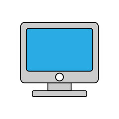 Desktop computer outline icon. Linear vector illustration