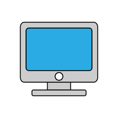 Desktop computer outline icon. Linear vector illustration
