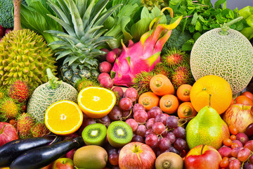 Different fruits and vegetables organic for healthy