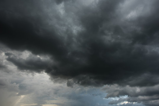 Dramatic black clouds befor rainy