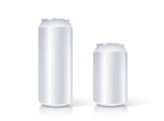 Silver can vector visual 330 ml & 500 ml, ideal for beer, lager, alcohol, soft drink, soda, fizzy pop, lemonade, cola, energy drink, juice, water etc.