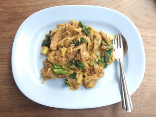 Noodles fried in soy-sauce