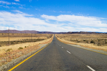 Fototapeta na wymiar Perspective road from Orange Free State, South Africa