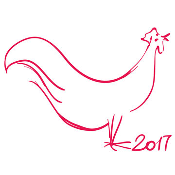 Vector illustration of a rooster. Symbol of 2017 by the Chinese calendar. Red Rooster. New Year's a symbol of 2017.