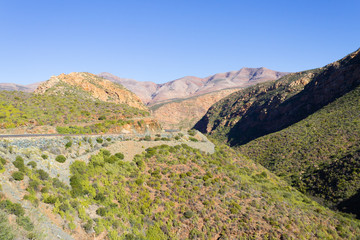 South african landscape along the road to Franschhoek