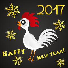 Greeting card happy new year the red rooster.