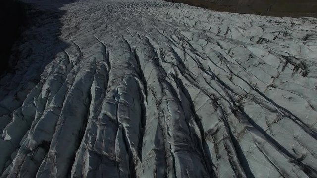 Fly over glacial. Vatnajokull glacier, Iceland, aerial view