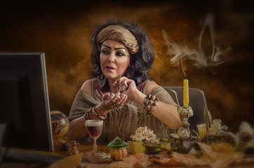Egyptian fortune teller working in internet