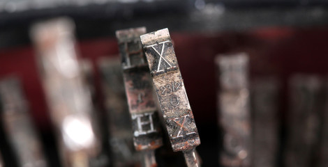 closeup of old typewriter buttons