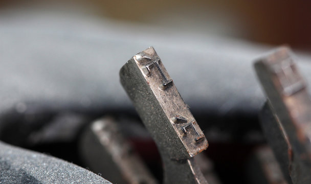 closeup of old typewriter buttons