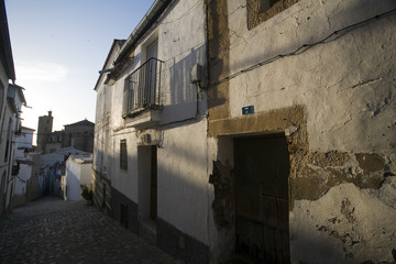 Jewish quarter streets, town of Alcantara, province of Caceres, autonomous community of Extremadura, southwestern Spain - obrazy, fototapety, plakaty