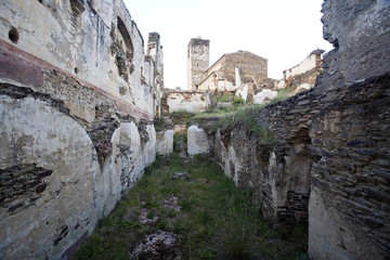Ruins of Las Monjas convent, town of Alcantara, province of Caceres, autonomous community of Extremadura, southwestern Spain - obrazy, fototapety, plakaty