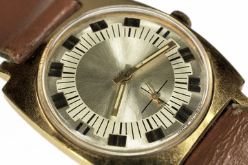 Old soviet analog watch close up