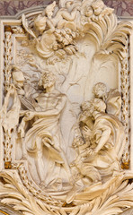 Fototapeta premium ROME, ITALY - MARCH 10, 2016: The relief of St. Bartholomew the Apostle in church Basilica di San Marco by Giovanni Le Dous (1705 - 1764).