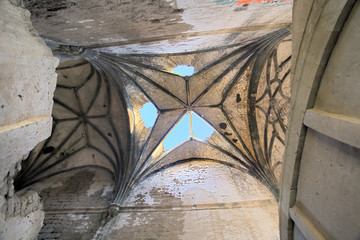 Gothic vaults of the abandoned convent of San Antonio de Padua, Garrovillas, Caceres, Extremadura,...