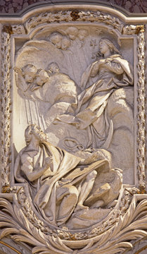 ROME, ITALY - MARCH 10, 2016: The relief of Vision Virgin from Apocalypse of St. John the evangelist in church Basilica di San Marco by Rene - Michel Slodtz (1705 - 1764).