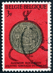 Postage stamp Belgium 1966 Seal of Charles V, Royal Archives