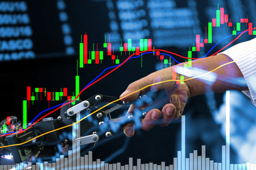 Image concept of software (Robot Trading System) used in the stock market that automatically submits trades to an exchange stock market exchange trading by human intervention.
