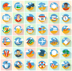 Flat design travel icons