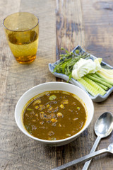 Tamarind paste chilli sauce with vegetables, namprik thai food