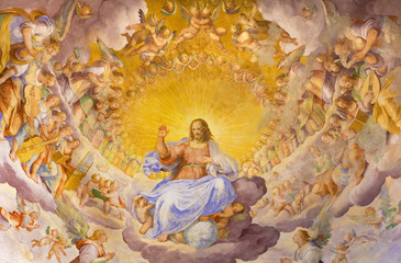 ROME, ITALY - MARCH 11, 2016: The fresco of Christ the Redeemer in Glory with the Heavenly Host by...