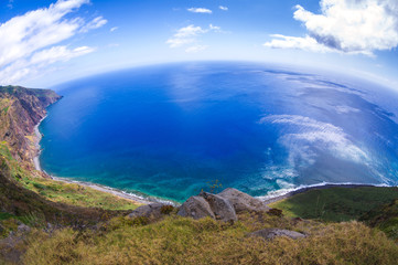 Clouds and ocean. Special effect fisheye. Madeira. Portugal