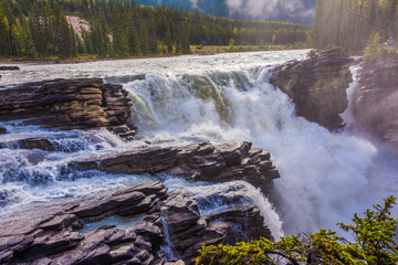 Athabasca River & Falls, Jasper National Park, Alberta, Canada