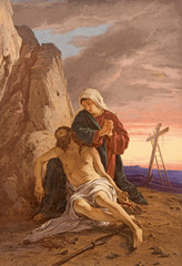 ROME, ITALY - MARCH 11, 2016: The fresco of Pieta in Chapel of St Paul of the Cross in church...